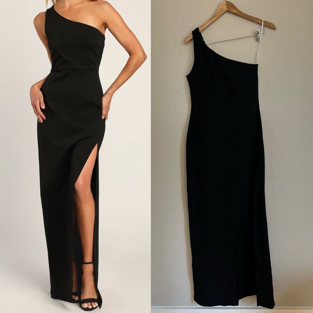 Lulu's Black One Shoulder Dress